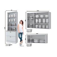 Kit de Cozinha Modulada 3 Peças Americana  (2 Armários + 1 Paneleiro) CPT07 Branco - Henn - 3