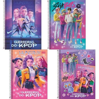 Caderno Universitário Tilibra Guerreiras do K-pop Capa Dura 10 Matérias 160 Folhas com Adesivos