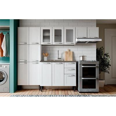 Kit de Cozinha Completa 4 Peças C4P76 11 Portas 2 Gavetas Aço Branco