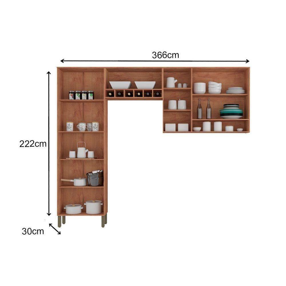 Kit de Cozinha Completa 3 Peças Napoli Prime  ( 2 Armários + 1 Paneleiro) CPT02 Castanho/Chumbo - Ronipa - 3