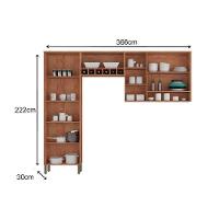 Kit de Cozinha Completa 3 Peças Napoli Prime  ( 2 Armários + 1 Paneleiro) CPT02 Castanho/Chumbo - Ronipa - 3