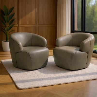 Kit 2 Poltronas Giratórias Hades 86cm Sala De Estar Couro Capuccino G34 - Gran Belo