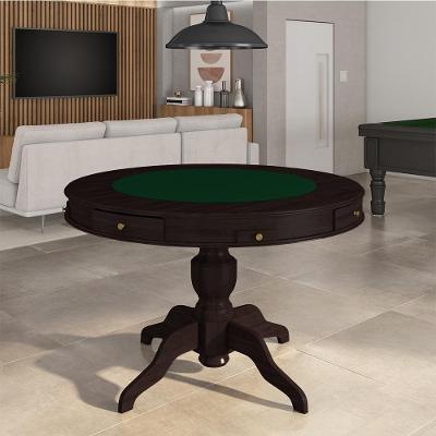 Mesa De Jogos Carteado 4 Lugares Bellagio Com Gavetas E Tampo Reversível Base Estrela Com Tecido Tabaco/verde G42 - Gran