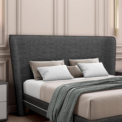 Cabeceira Design Para Cama De Casal Torres Pés Em Madeira Linho Chumbo G91 - Gran Belo