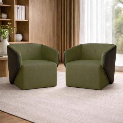 Kit 2 Poltronas Giratórias Castiel 74cm Sala De Estar Couro Musgo G34 - Gran Belo