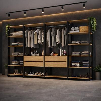 Guarda-roupa Closet Modulado Arizona 4 Gavetas 270cm Multimóveis Mp4784 Preto/madeirado