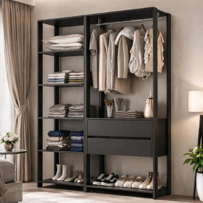 Guarda-roupa Closet Modulado Arizona 2 Gavetas 135cm Multimóveis Mp4783 Preto