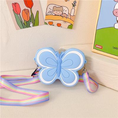 Bolsa Infantil Borboleta em Silicone Resistente com Fechamento Seguro Azul OEM