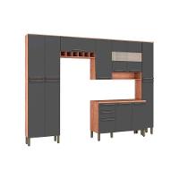 Kit De Cozinha 5Pçs Napoli Prime (2 Armários + 1 Balcão + 2 Paneleiros) C5p04 Castanho/chumbo - 1