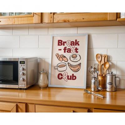 Quadro Decorativo Breakfast Club Retangular 30X40 Vinil com Ou sem Vidro Preto