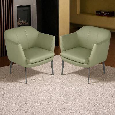 Kit 2 Poltronas Decorativas 76cm Rosalie Pés Em Ferro Couro Fendi G34 - Gran Belo