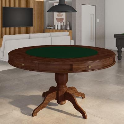 Mesa De Jogos Carteado 6 Lugares Bellagio Com Gavetas E Tampo Reversível Com Tecido Imbuia/verde G42 - Gran Belo
