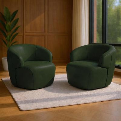 Kit 2 Poltronas Giratórias Hades 86cm Sala De Estar Couro Verde G34 - Gran Belo