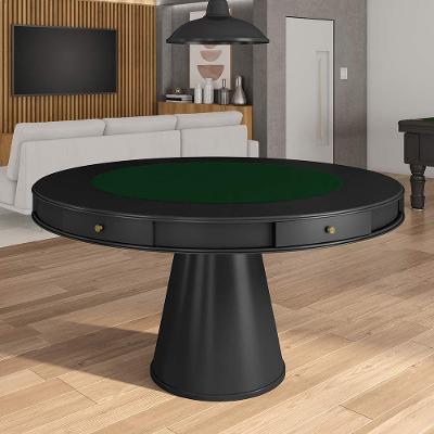 Mesa De Jogos Carteado 6 Lugares Bellagio Com Gavetas E Tampo Reversível Base Cone Com Tecido Preto/verde G42 - Gran