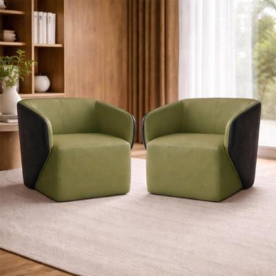 Kit 2 Poltronas Giratórias Castiel 74cm Sala De Estar Couro Fendi G34 - Gran Belo