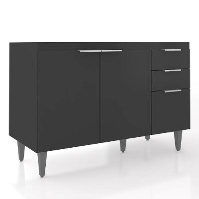 Balcão Para Pia 120cm Sem Tampo Pérola Z34 Preto  - Mpozenato