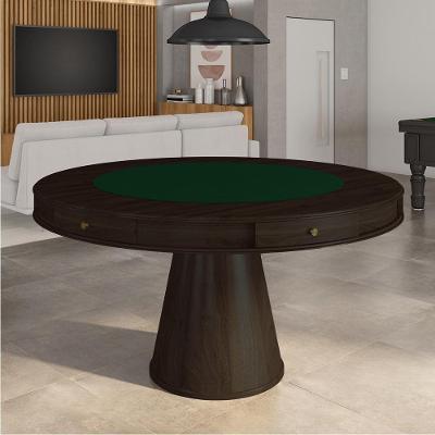 Mesa De Jogos Carteado 6 Lugares Bellagio Com Gavetas E Tampo Reversível Base Cone Com Tecido Capuccino/verde G42 - Gran