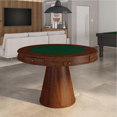 Mesa De Jogos Carteado 4 Lugares Bellagio Com Gavetas E Tampo Reversível Base Cone Com Tecido Imbuia/verde G42 - Gran