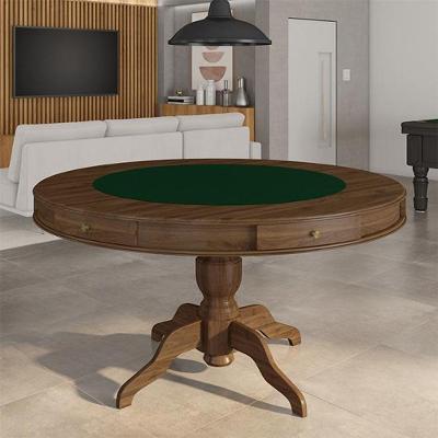 Mesa De Jogos Carteado 6 Lugares Bellagio Com Gavetas E Tampo Reversível Base Estrela Com Tecido Nogueira/verde G42