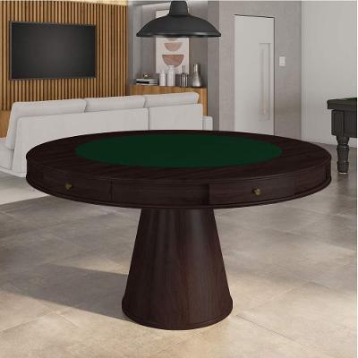 Mesa De Jogos Carteado 6 Lugares Bellagio Com Gavetas E Tampo Reversível Base Cone Com Tecido Tabaco/verde G42 - Gran
