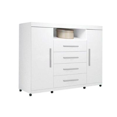 Cômoda Infantil Master 4 Gavetas 2 Portas MDF Puxador Plástico Branco