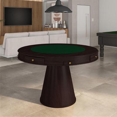 Mesa De Jogos Carteado 4 Lugares Bellagio Com Gavetas E Tampo Reversível Base Cone Com Tecido Tabaco/verde G42 - Gran