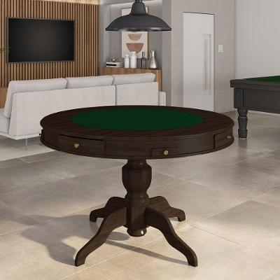 Mesa De Jogos Carteado 4 Lugares Bellagio Com Gavetas E Tampo Reversível Base Estrela Com Tecido Capuccino/verde G42