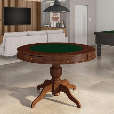 Mesa De Jogos Carteado 4 Lugares Bellagio Com Gavetas E Tampo Reversível Base Estrela Com Tecido Imbuia/verde G42 - Gran