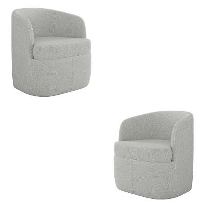 Kit 2 Poltronas Decorativas Design Moderno Bel Sala De Estar Base Giratória Linho Cinza G33 - Gran Belo