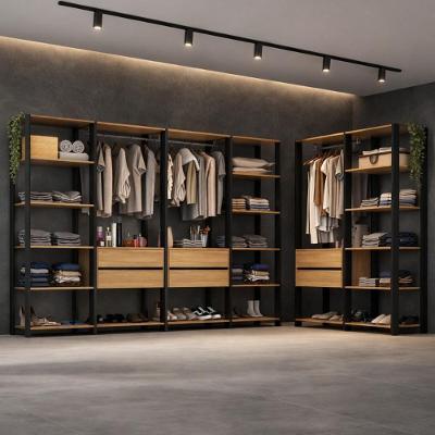 Guarda-roupa Closet Modulado Arizona 6 Gavetas 405cm Multimóveis Mp4785 Preto/madeirado