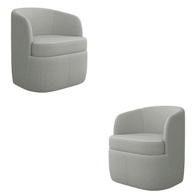 Kit 2 Poltronas Decorativas Design Moderno Bel Sala De Estar Base Giratória Bouclê Cinza G33 - Gran Belo