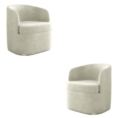 Kit 2 Poltronas Decorativas Design Moderno Bel Sala De Estar Base Giratória Veludo Bege G33 - Gran Belo