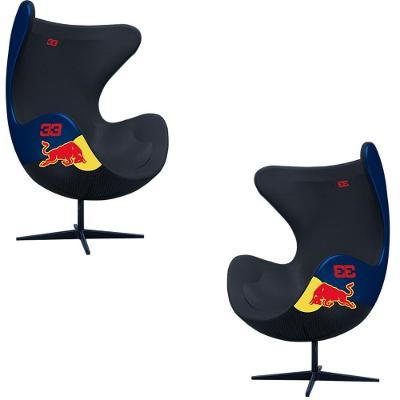 Kit 2 Poltronas Decorativas Egg Chair Rb No33 C/regulagem De Altura Azul/preto G53 - Gran Belo