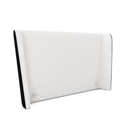 Cabeceira Design Para Cama King Torres Pés Em Madeira Pu/bouclê Preto/off White G91 - Gran Belo