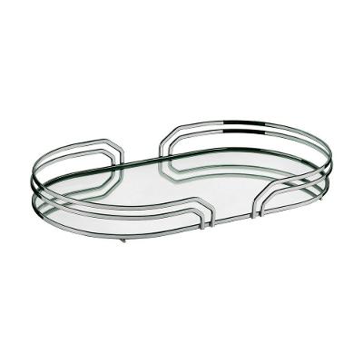 Bandeja Ayla Oval Base Espelhada Estrutura Metálica Resistente Cromada Hara