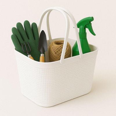 Cesto Organizador Juta com Alças Rattan Plástico Resistente 5,6L Branco Nitron Plast