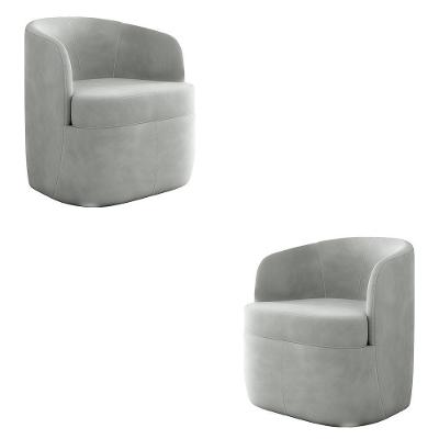 Kit 2 Poltronas Decorativas Design Moderno Bel Sala De Estar Base Giratória Veludo Cinza G33 - Gran Belo