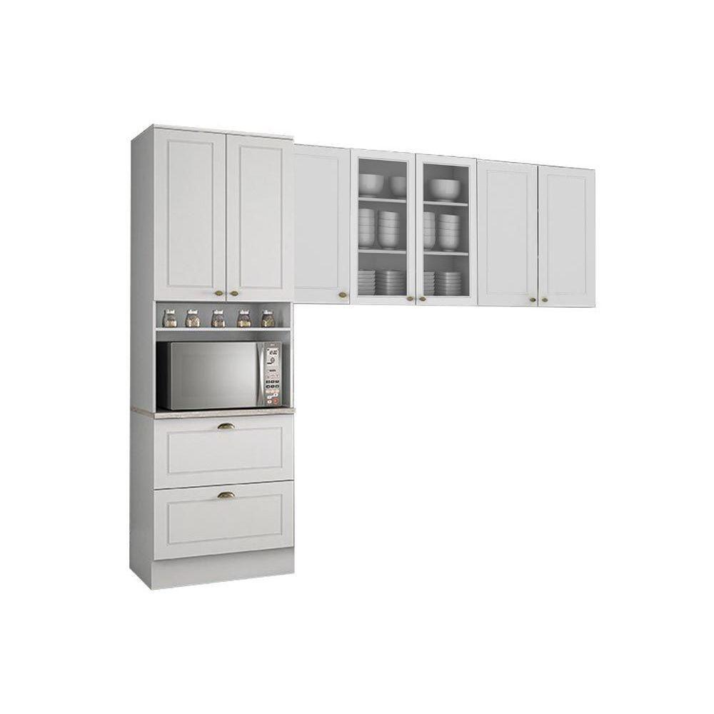 Kit De Cozinha Modulada 3 Peças Americana (2 Armários + 1 Paneleiro) Cpt12 Branco - Henn - 1