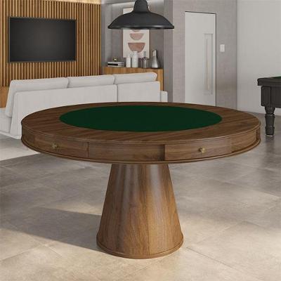 Mesa De Jogos Carteado 6 Lugares Bellagio Com Gavetas E Tampo Reversível Base Cone Com Tecido Nogueira/verde G42 - Gran