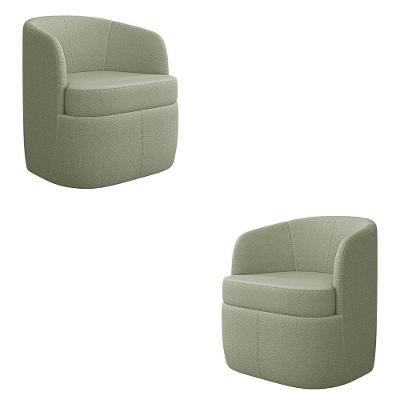Kit 2 Poltronas Decorativas Design Moderno Bel Sala De Estar Base Giratória Bouclê Verde Oliva G33 - Gran Belo