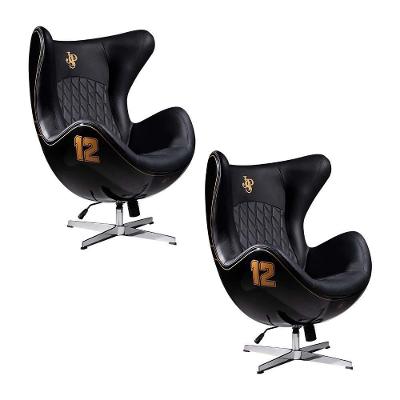 Kit 2 Poltronas Decorativas Egg Chair Lotus No 12 Preta G53 - Gran Belo
