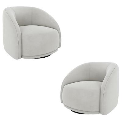 Kit 2 Poltronas Decorativas Jenny Base Giratória Em Metal Preto Veludo Bege G45 - Gran Belo