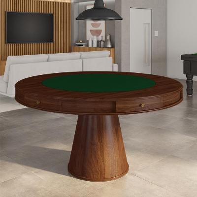 Mesa De Jogos Carteado 6 Lugares Bellagio Com Gavetas E Tampo Reversível Base Cone Com Tecido Imbuia/verde G42 - Gran