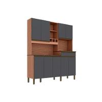 Kit de Cozinha Compacta Merlot Perfil c/ 9 Portas e 1 Gaveta Sevilha/Cinza - Ronipa - 1