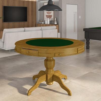 Mesa De Jogos Carteado 4 Lugares Bellagio Com Gavetas E Tampo Reversível Base Estrela Com Tecido Mel/verde G42 - Gran