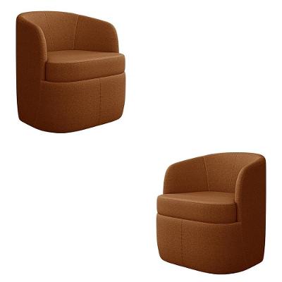 Kit 2 Poltronas Decorativas Design Moderno Bel Sala De Estar Base Giratória Bouclê Terracota G33 - Gran Belo