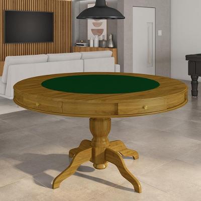 Mesa De Jogos Carteado 6 Lugares Bellagio Com Gavetas E Tampo Reversível Base Estrela Com Tecido Mel/verde G42 - Gran