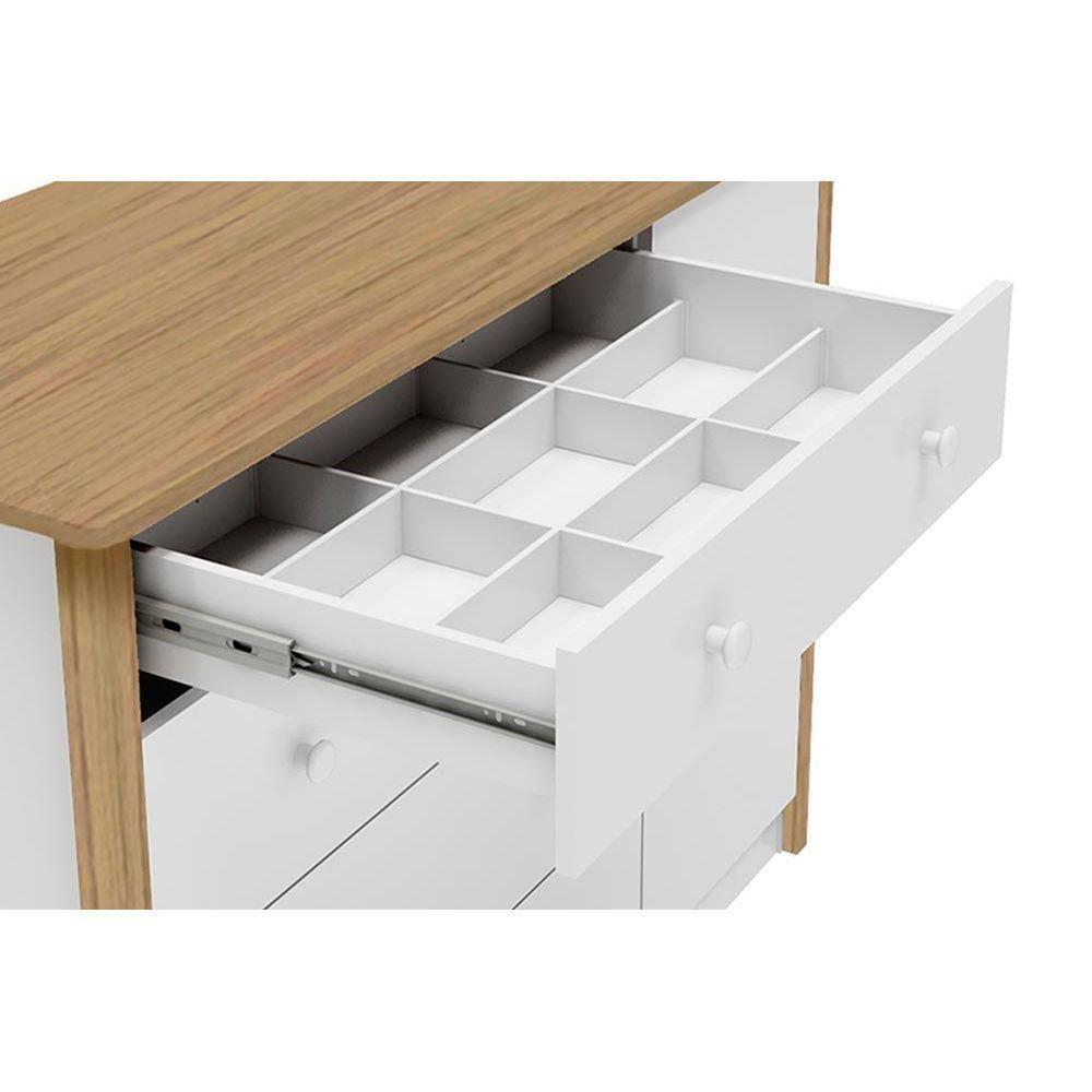 Cômoda Infantil Retrô c/ 1 Porta Cristal e 4 Gavetas Branco/Carvalho - Peroba - 5