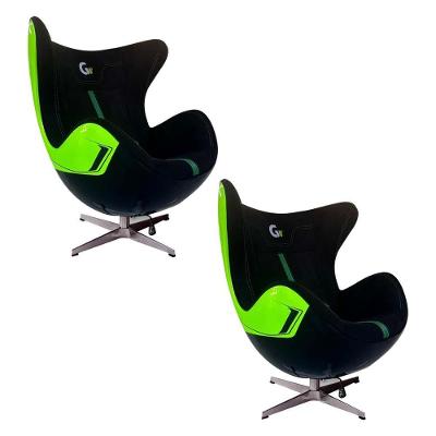 Kit 2 Poltronas Decorativas Egg Chair Aventador Verde/preto G53 - Gran Belo