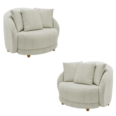 Kit 2 Poltronas Decorativas Base Fixa Galáxia Com Almofadas Boucle Off White G45 - Gran Belo